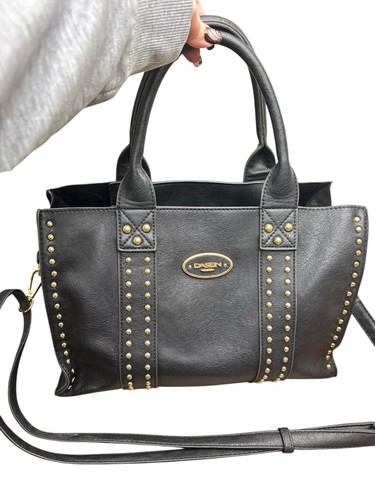 Cartera con Tachuelas Marca Dasein Gris Dorado, Amplio Bolso de Mano con Estuche de Maquillaje Extraíble - Imagen 1 de 11