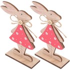 2Pcs Easter Bunny Table Wooden Signs Wooden Rabbit Desktop Decor for Easter