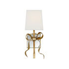 VISUAL COMFORT KATE SPADE ELLERY BOW SMALL SCONCE SOFT BRASS & CREAM LINEN SHADE