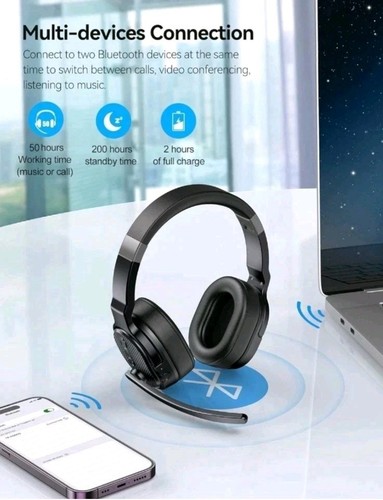 🎧 TECKNET Bluetooth Trucker Headset, Single and Dual Ear Wireless Headset 🎧 - 第 3/6 張圖片