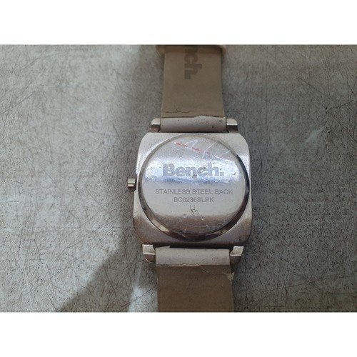 Bench BC0236SLPK Women’s Pink & White Leather Square Silver Case Quartz Watch - Picture 8 of 14