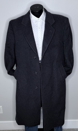 Silver Cloud Full Length Top Coat Wool Cashmere Blend Charcoal Gray Mens 46R - Picture 1 of 15