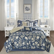 100 Cotton Comforter Set - Coastal Coral, Starfish Design All Season Down Al...