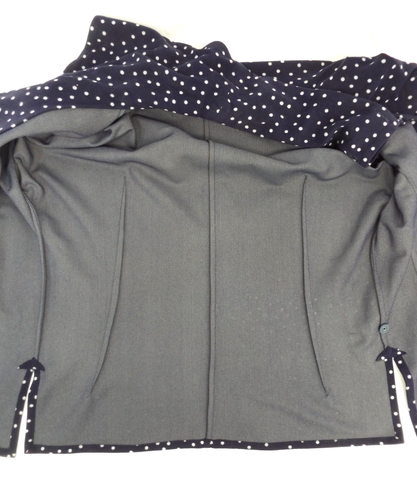 Vintage 1990s Yohji Yamamoto Navy Blue Polka Dot Blouse Medium Cupro Tall Collar - Picture 23 of 24