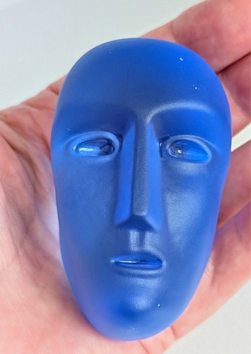 Kosta Boda Bertil Vallien Blue Art Glass BRAINS Head Sculpture #99869, Signed - Picture 5 of 8