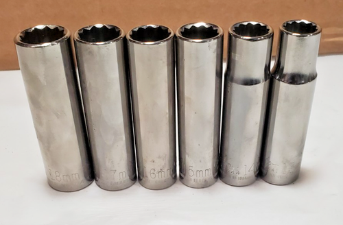 Craftsman 6pc 1/2 Drive 12pt Deep Metric Sockets, 18mm x 13mm, USA