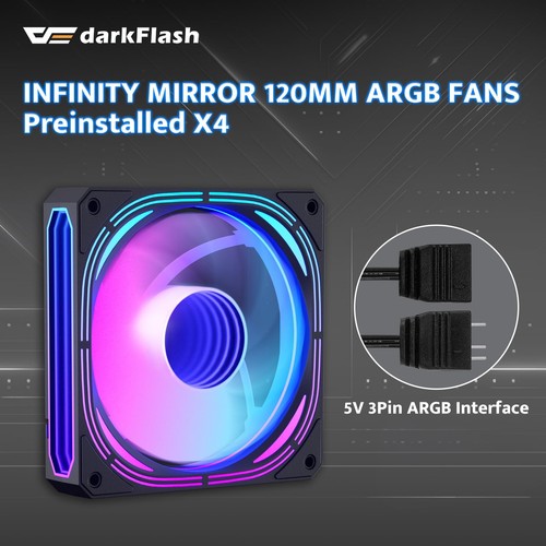 ATX Mid Tower Gaming PC Case Back Plug in BTF Motherboard with 4 ARGB Fans Compu - Picture 6 of 8