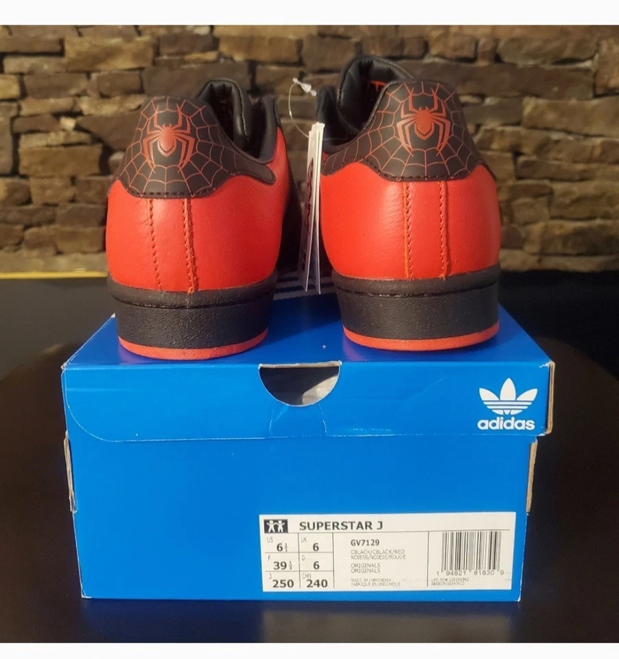 Adidas Marvel X PlayStation Superstar J Spider-Man Miles Morales RED sz6.5y - Image 2 of 4