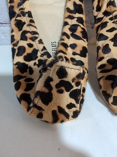 The Storehouse Flats Shoes Size 9 Wild Side Leather Leopard Hair Ballet New - Picture 9 of 16