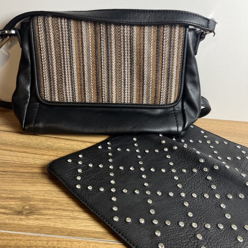 Magnolia and Vine Crossbody File Purse Black with Changeable Top Bag Designs - Picture 1 of 17