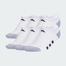 Adidas Youth 5-7Y White 6 Pack Cushioned NoShow Socks Athletic Athleisure H16-11