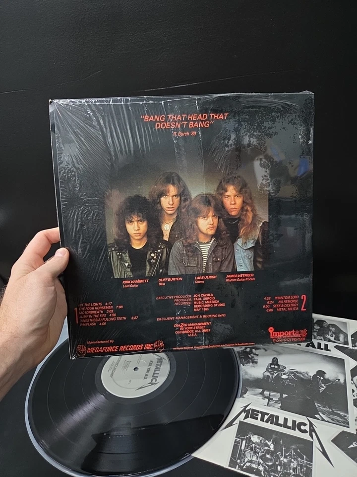 Metallica Kill Em All Lp Vinyl 1983 1st A-1 Sterling Press Shrink/Insert NM-/EX - Image 3 of 4