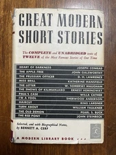  VINTAGE BOOK GREAT MODERN SHORT STORIES 1942 Bennett A. Cerf WITH DUST JACKET