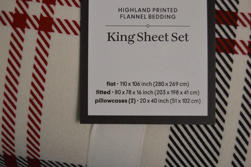 Williams Sonoma Highland Juego de Sábanas de Franela Estampada King Nuevo con Etiquetas Navidad Foto 3 de 4