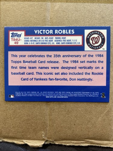 2019 Topps Update '84 Topps Chrome #T84U49 Victor Robles Washington Nationals - Picture 2 of 2
