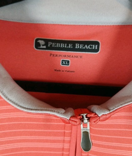 Pebble Beach Performance Mens XL Quarter Zip Pullover Shirt Coral Long Sleeve - Picture 4 of 8