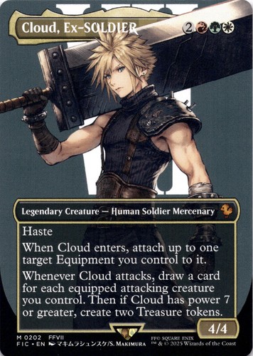 Cloud, Ex-SOLDIER BORDERLESS Commander: Final Fantasy Magic MTG NM - Picture 1 of 2