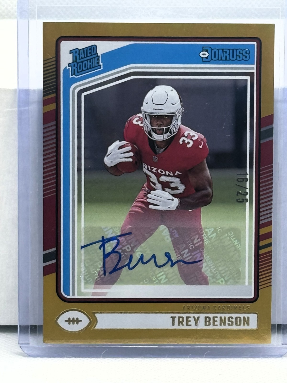 Trey Benson 2024 Panini Donruss Rated Rookie #326 Gold Auto 16/25 RC Autograph!