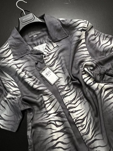 John Varvatos Collection Luxury Shirt - Animal Print - Modal - Black - $198 NWT - Picture 7 of 13
