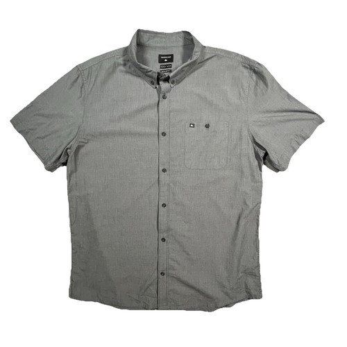 Quiksilver Button Up Shirt Short Sleeve Casual Gray Mens Size XL