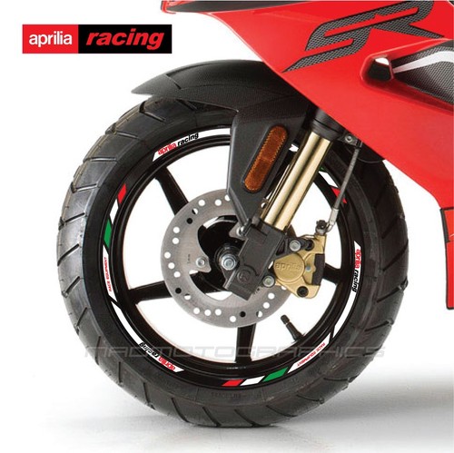 Aprilia Racing SR 50 150 wheel decals stickers rim stripes for scooter white - Picture 1 of 2