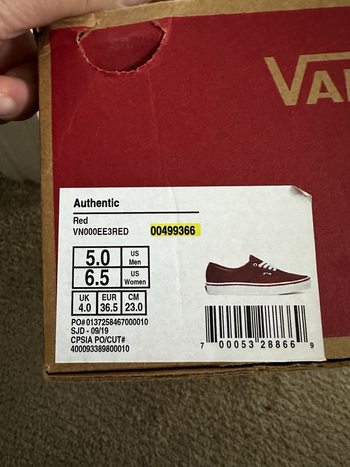 VANS Authentic Red - Size 6.5 - image 5