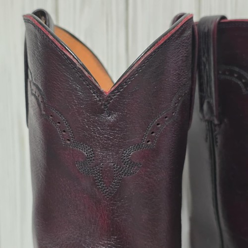 LUCCHESE Roper Boots Size 8.5 2E Ox Blood Dark Black Cherry Model M1011C Cowboy - Bild 7 von 20