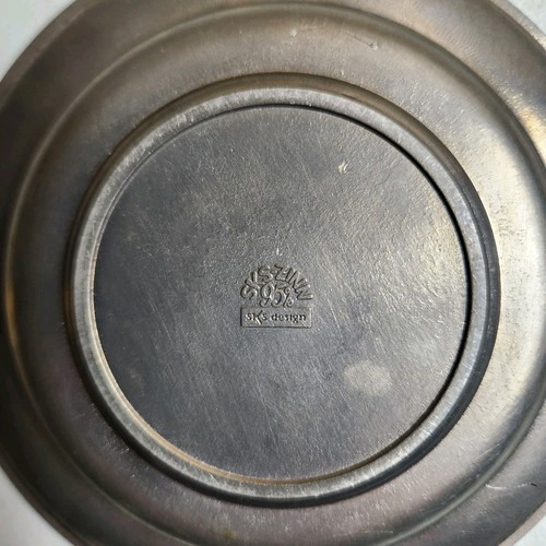Westdeutsche SKS-ZINN dekorative kleine Weinbauszene Zinn Teller 4 1/4" - Bild 4 von 6