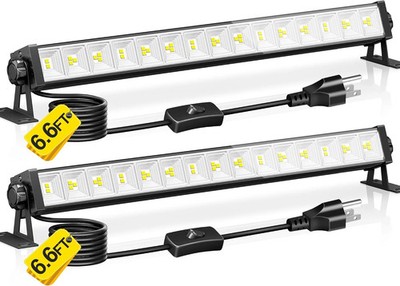 2 Pack 100W LED Shop Lights, 6000K 11000LM Work Light for Garage, Plug in Garage