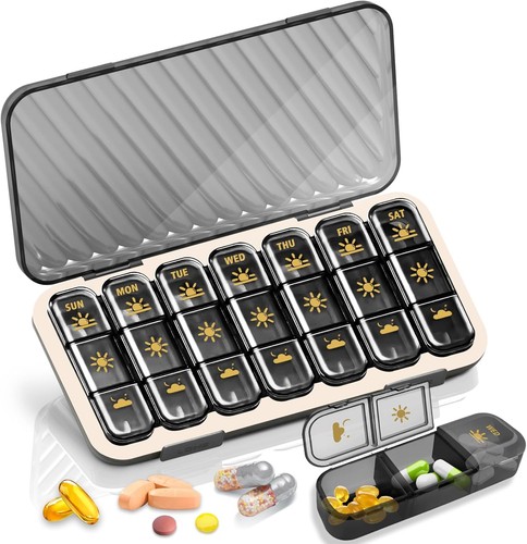 Weekly Pill Organizer 3 Times a Day, Large Travel Pill Box 7 Day, Am Pm Three... - Picture 1 of 8