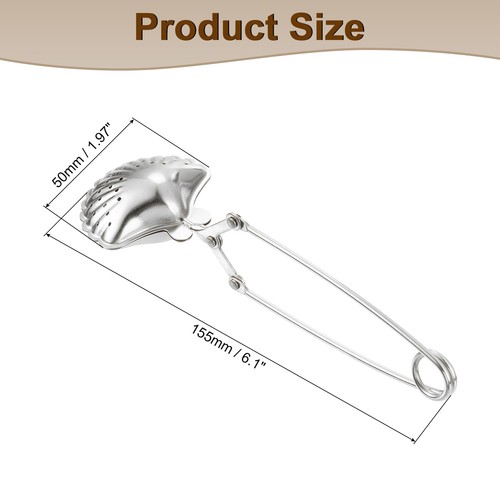 Seashell Snap Tea Ball Infuser with Handle, Stainless Steel Tea Strainer, Silver - Picture 2 of 7