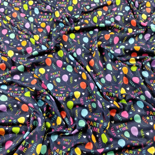 Party Balloons Jersey Fabric - Birthday Thin 2 way scuba stretch dress fabric - Picture 7 of 9