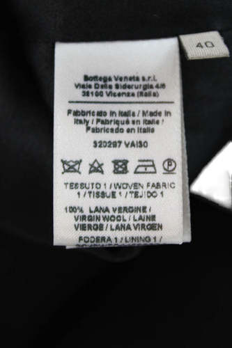 Vestido Vaina Bottega Veneta Mujer Cremallera Trasera Cuello en V Volantes Negro Lana Talla IT 40 - Imagen 6 de 7