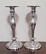 VINTAGE LUNT MODERN VICTORIAN SILVERPLATE 11” CANDLE HOLDER PAIR