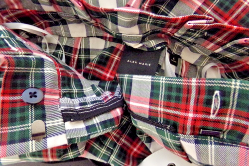 Alex Marie Hose Hosen Größe 12 weiß/rot/grün kariert Gürtel hohe Taille neu mit Etikett - Bild 3 von 3