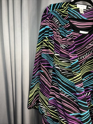 ANNA MAXWELL Mutli Color Print 2 Pc Shell & Sheer Jacket Set Sz 20W - Picture 9 of 10