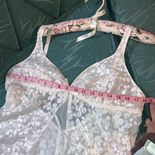 NWT VTG La Senza White Babydoll Chemise Chiffon Nightgown Sheer Floral XL New - Picture 19 of 20