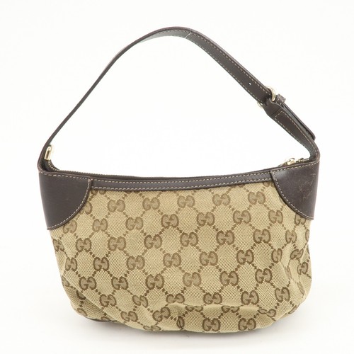 GUCCI Sherry Leather Accessory Poach Hand Bag Brown 224093 Authentic Used F/S - Picture 2 of 22