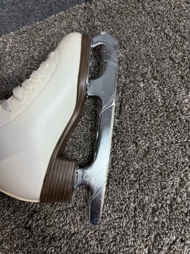 Vintage Riedell 15W Schlittschuhe Jugend Größe 2 weiß Leder Eiskunstlaufstiefel - Bild 7 von 7