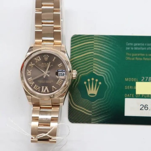 2020s Mint Rolex 278245 Datejust 31mm 18K Rose Gold Chocolate Roman Dial Watch - Picture 2 of 7