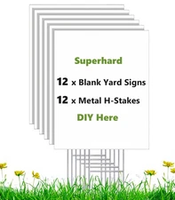 12 Pack 17 x 12 Vertical White Blank Yard Signs with Stakes, Weatherproof Cor...