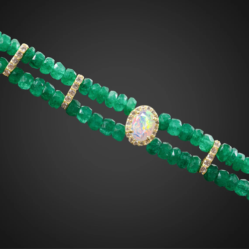 Esmeraldas ópalo encanto piedras preciosas cuentas oro 18k pulsera joyería regalo ella cl8 - Imagen 4 de 8