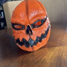 Scary Evil Pumpkin Head Ghoul Latex Mask Halloween Props Horror Jack-O'-Lantern