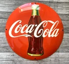 VINTAGE 12" Dome COCA-COLA SODA POP COKE PUMP STATION PORCELAIN OIL GAS SIGN