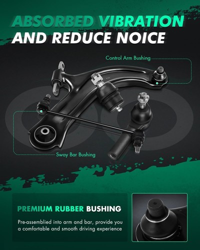 8pc Front Lower Control Arms + Sway Bars + Tie Rods for 2006-2011 Hyundai Accent - Picture 7 of 9