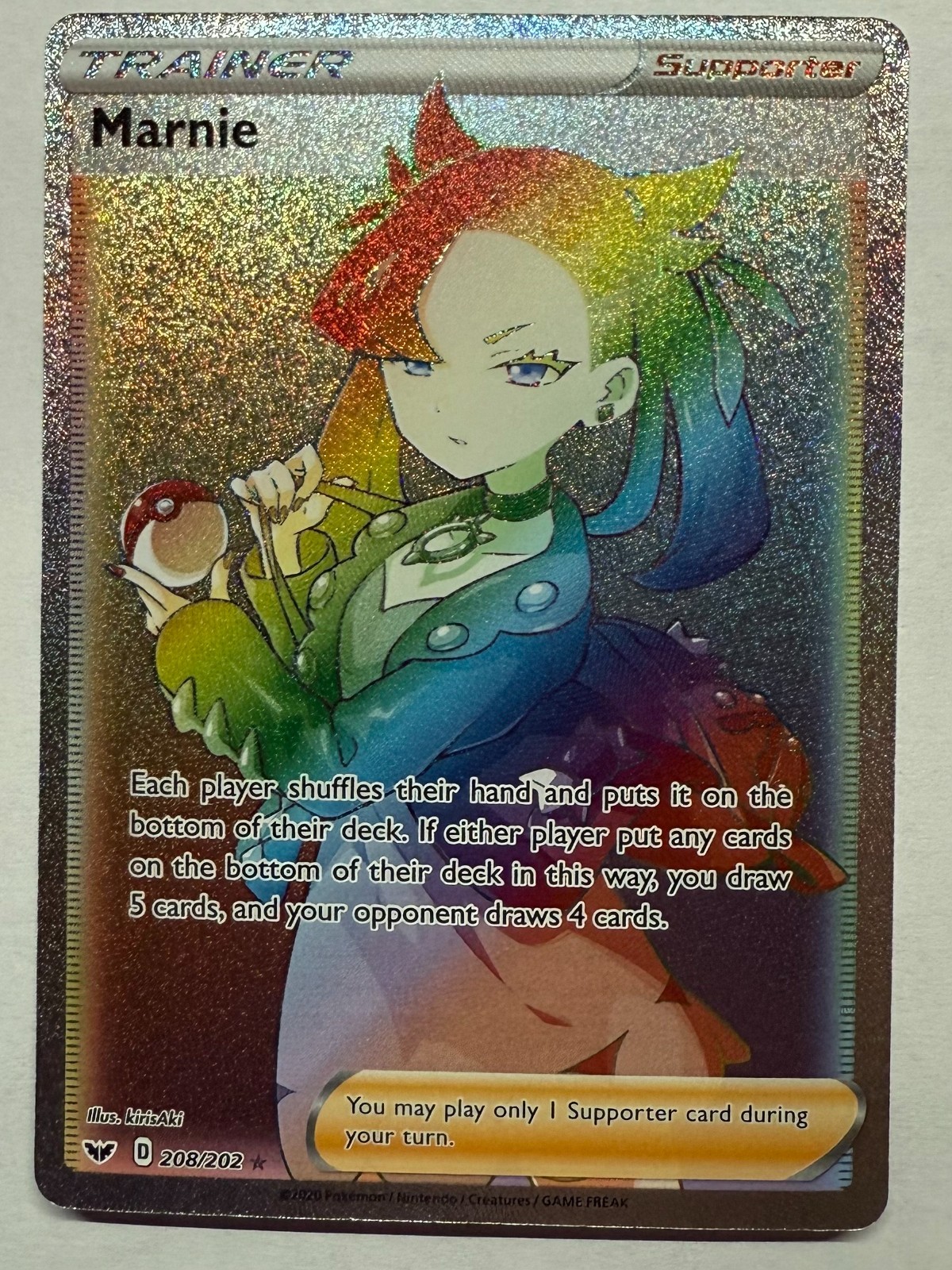 Pokemon Marnie 208/202 SWSH01: Sword & Shield NM Holo