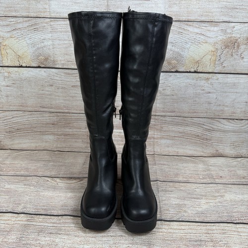Madden Girl Theresa Lugged Sole Ultra High Heel Knee Boots 7.5 Gothic Vegan - Picture 3 of 19