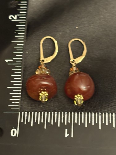 Vintage 14K Gold Fill Carnelian Earrings - Picture 10 of 12