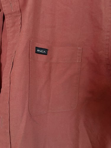 RVCA Button Down Hemd Herren L Rost Orange Rot Slim Fit Kurzarm Tasche Freizeit - Bild 8 von 9