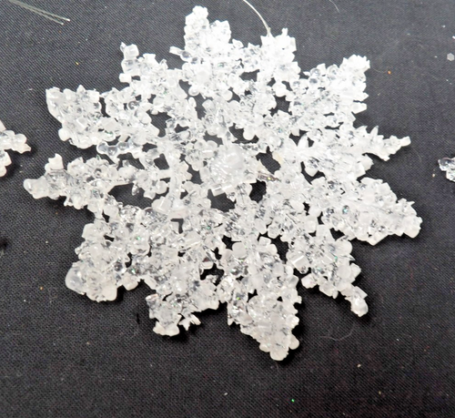 6 Vintage Textured Acrylic Snowflake 3 1/2" Christmas Ornaments Each Different - Picture 3 of 4